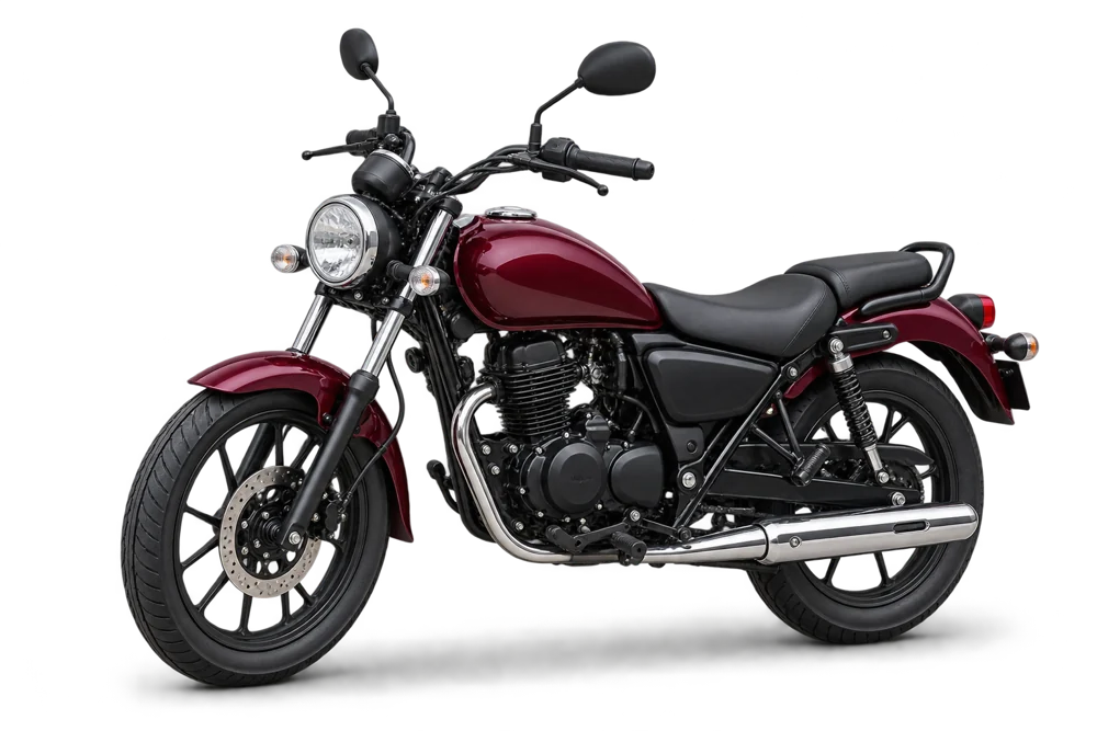 Illustration of a compact cruiser motorcycle